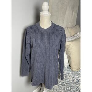 Vintage Nike Knit Sweater Mens Medium Blue Ribbed Cotton Crewneck 90s Y2K